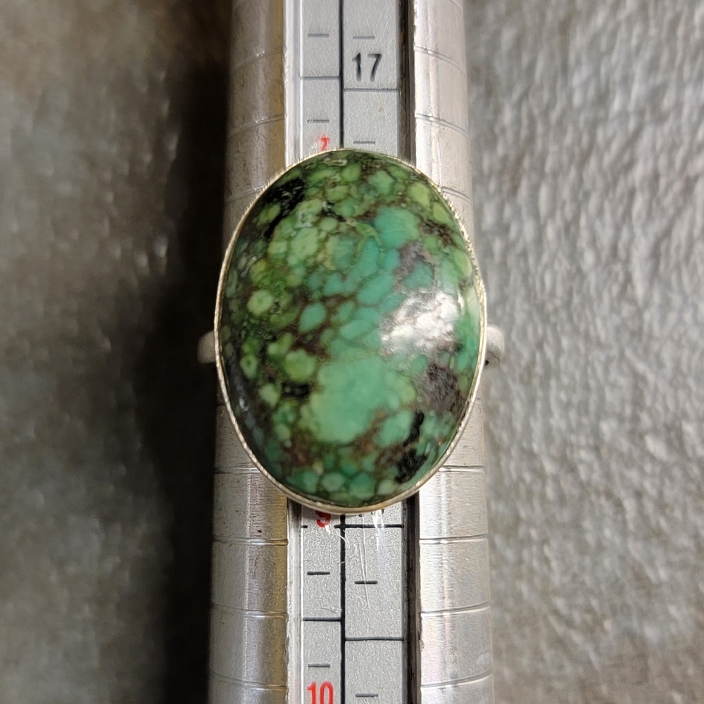 Native Mountain Turquoise Stone Sterling Silver Ring 8 Boho Size Womens Jewelry